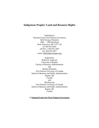 Indigenous peoples land and resource rights | PDF