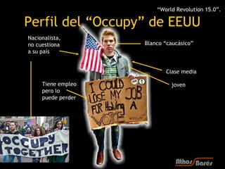 “World Revolution 15.0”.

Perfil del “Occupy” de EEUU
Nacionalista,
no cuestiona        Blanco “caucásico”
a su país


   ...
