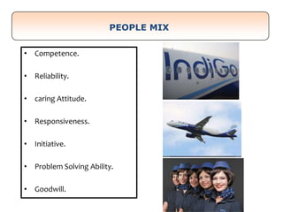 • Competence.
• Reliability.
• caring Attitude.
• Responsiveness.
• Initiative.
• Problem Solving Ability.
• Goodwill.
PEOPLE MIX
 