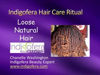 Loose
  Natural
    Hair

Chanelle Washington
Indigofera Beauty Expert
www.indigofera.com
 