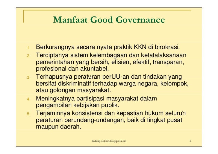 Indikator Governance dan Penerapannya dalam Mewujudkan 