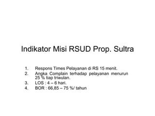 Indikator Misi RSUD Prop. Sultra ,[object Object],[object Object],[object Object],[object Object]