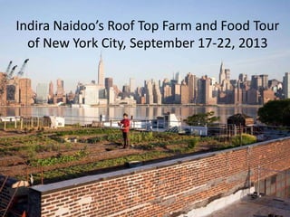 Indira Naidoo’s Roof Top Farm and Food Tour
of New York City, September 17-22, 2013
 