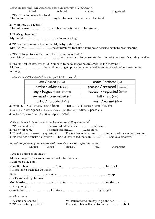 Direct Indirect Speech Exercises Direct Indirect Speech Exercises