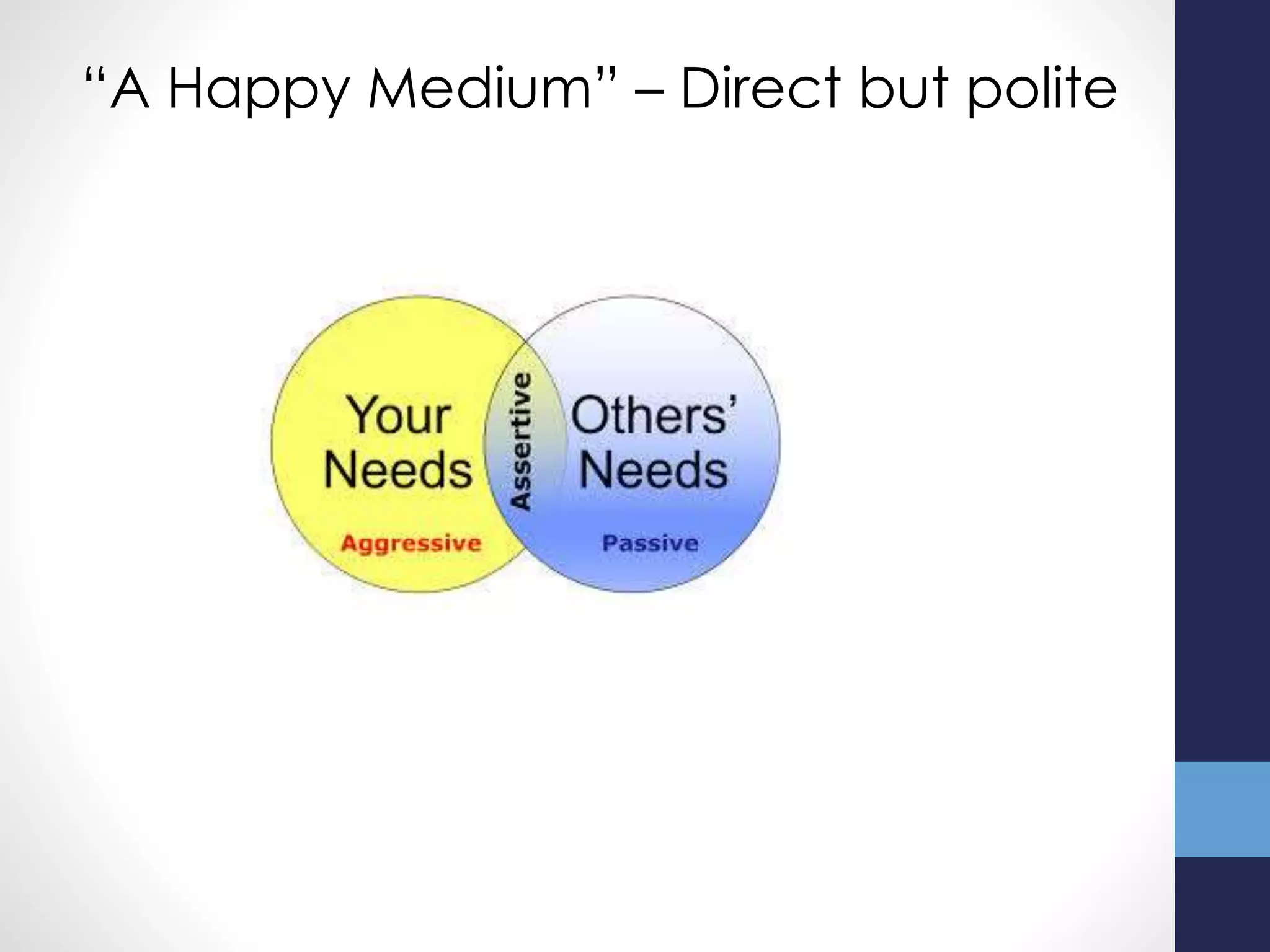 “A Happy Medium” – Direct but polite
 