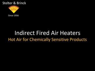 Indirect Fired Air Heaters
Hot Air for Chemically Sensitive Products
Stelter & Brinck
Since 1956
 