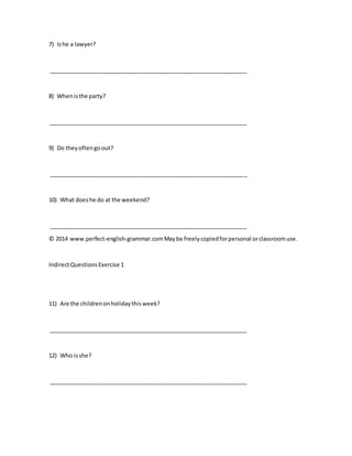 Indirect questions exercise 1 | DOCX