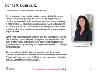 18© 2016 | www.aronsonllc.com | www.aronsonllc.com/blogs |
Donna Dominguez is a principal consultant in Aronson LLC’s Gove...