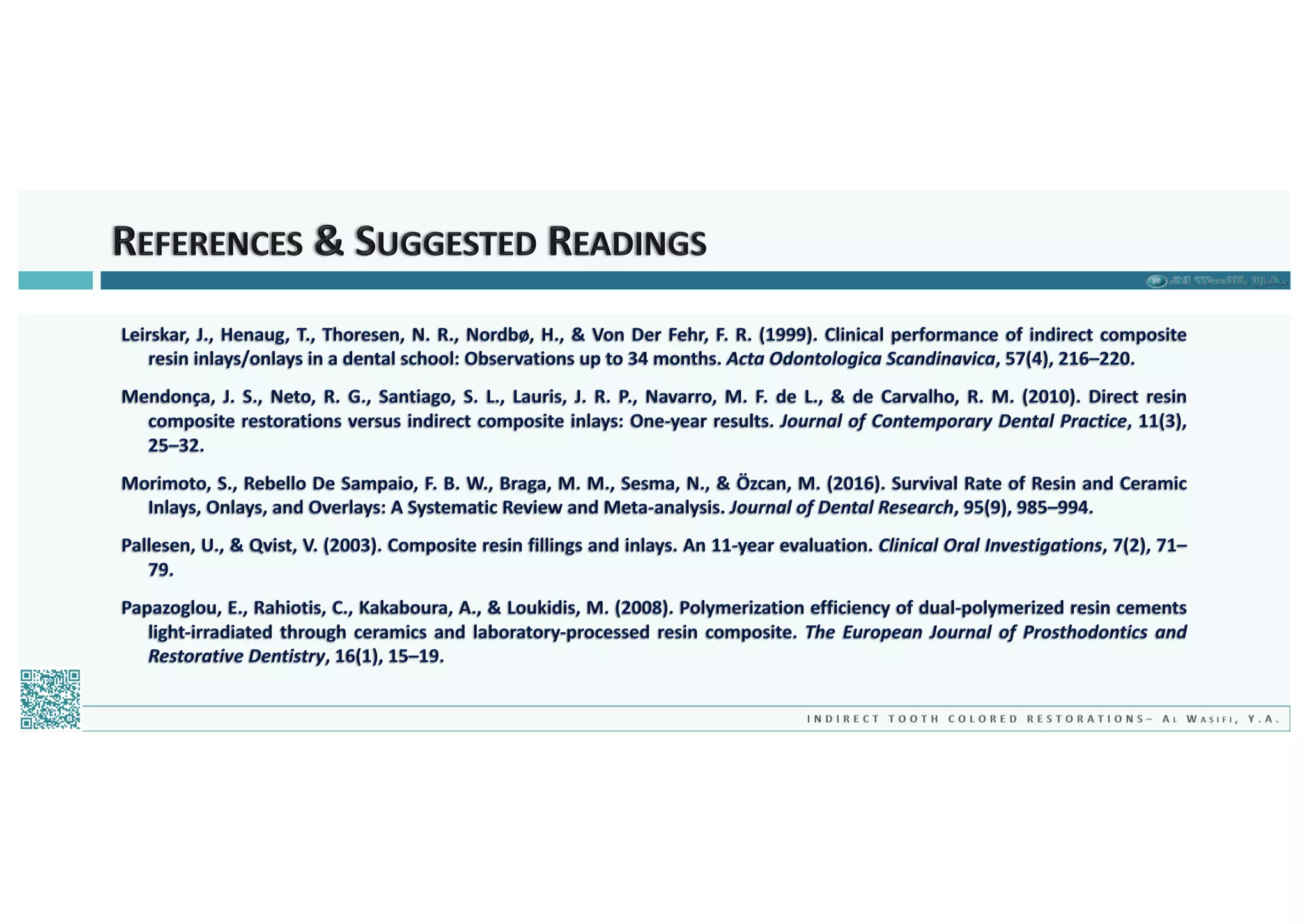 Indirect Tooth Colored Restorations - 2018