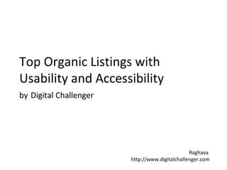 Accessibility and Usability effects Your SEO strategy- Indiseo 2012