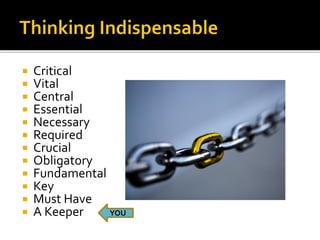  Critical
 Vital
 Central
 Essential
 Necessary
 Required
 Crucial
 Obligatory
 Fundamental
 Key
 Must Have
 A Keeper YOU
 
