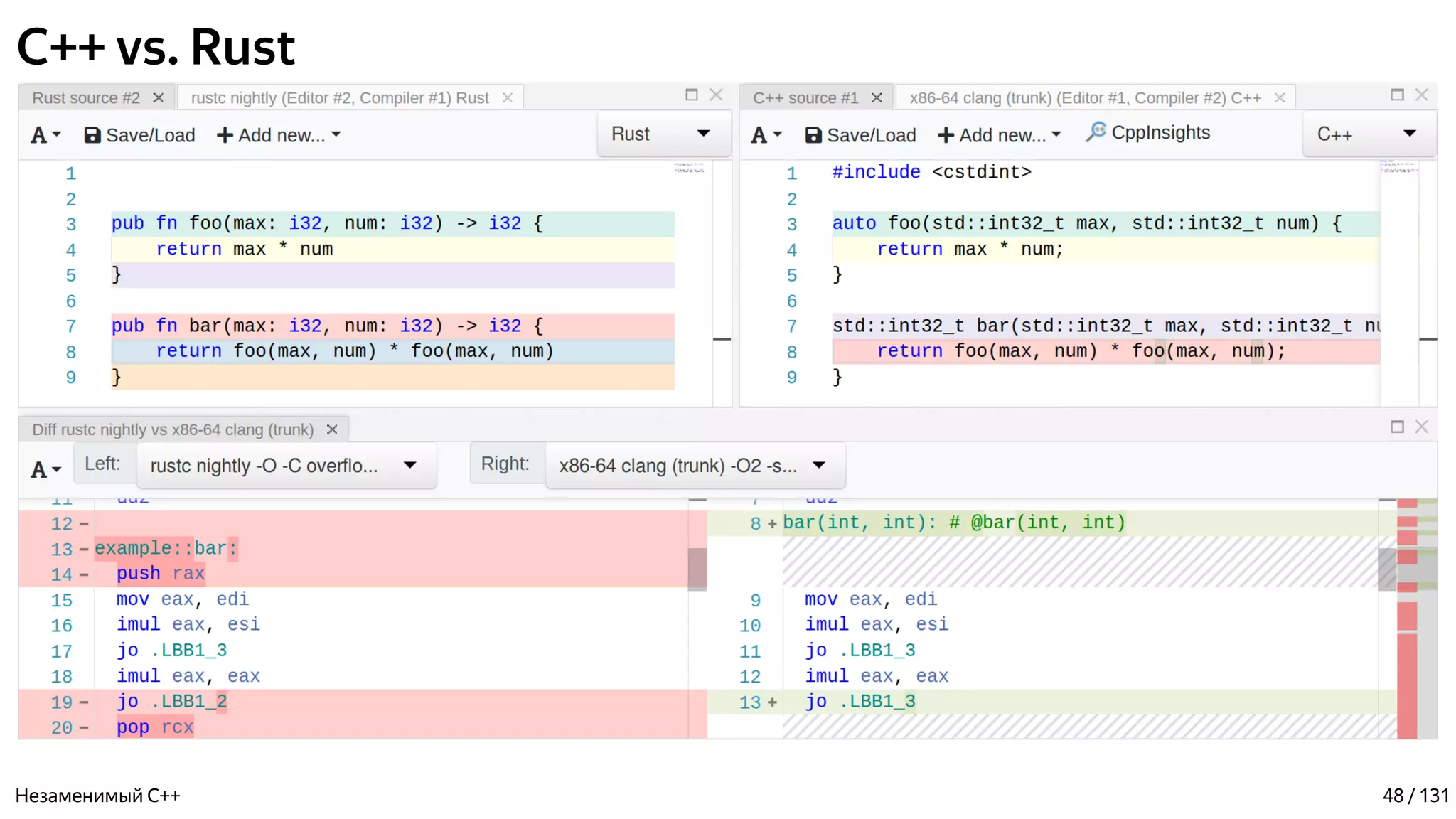 C++ vs. Rust
Незаменимый C++ 48 / 131
 
