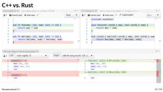 C++ vs. Rust
Незаменимый C++ 47 / 131
 
