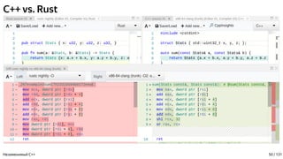 C++ vs. Rust
Незаменимый C++ 50 / 131
 