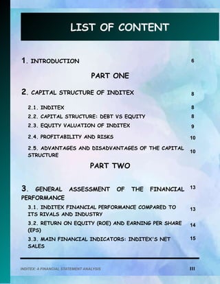 Inditex List Inditex. a financial statement analysis. mario samuel camacho ...