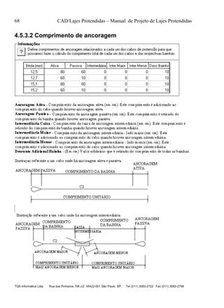 68 CAD/Lajes Protendidas – Manual de Projeto de Lajes Protendidas
TQS Informática Ltda Rua dos Pinheiros 706 c/2 05422-001 São Paulo SP Tel (011) 3083-2722 Fax (011) 3083-2798
4.5.3.2 Comprimento de ancoragem
 