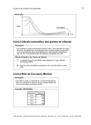 Arquivo de critérios de protensão 75
TQS Informática Ltda Rua dos Pinheiros 706 c/2 05422-001 São Paulo SP Tel (011) 3083-2722 Fax (011) 3083-2798
4.5.6.3 Cálculo automático dos pontos de inflexão
4.5.6.4 Raio de Curvatura Mínimo
 