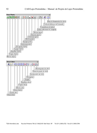 92 CAD/Lajes Protendidas – Manual de Projeto de Lajes Protendidas
TQS Informática Ltda Rua dos Pinheiros 706 c/2 05422-001 São Paulo SP Tel (011) 3083-2722 Fax (011) 3083-2798
 