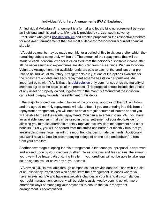 Individual Voluntary Arrangements Explained Dm