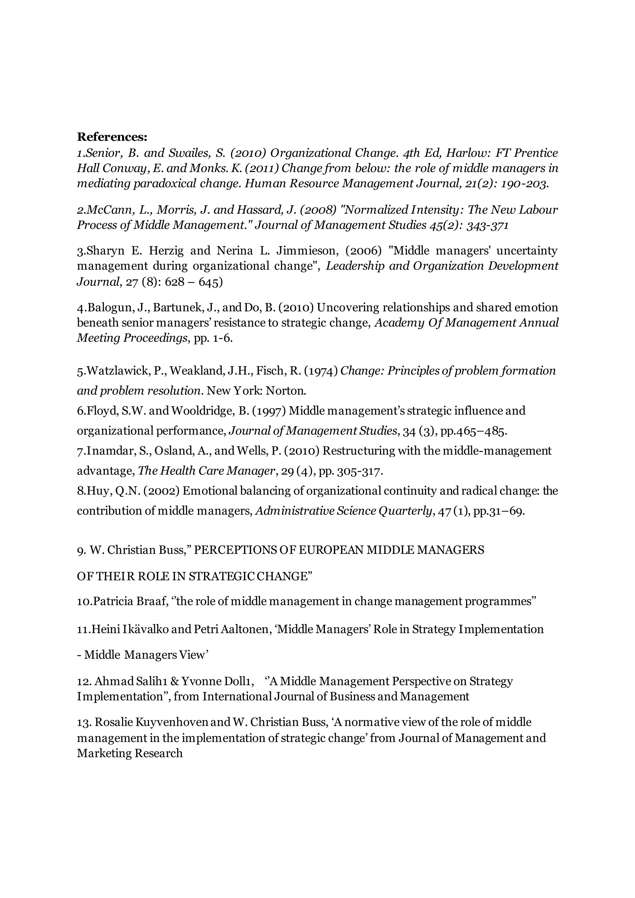 middle managers role in strategy implementation | DOCX