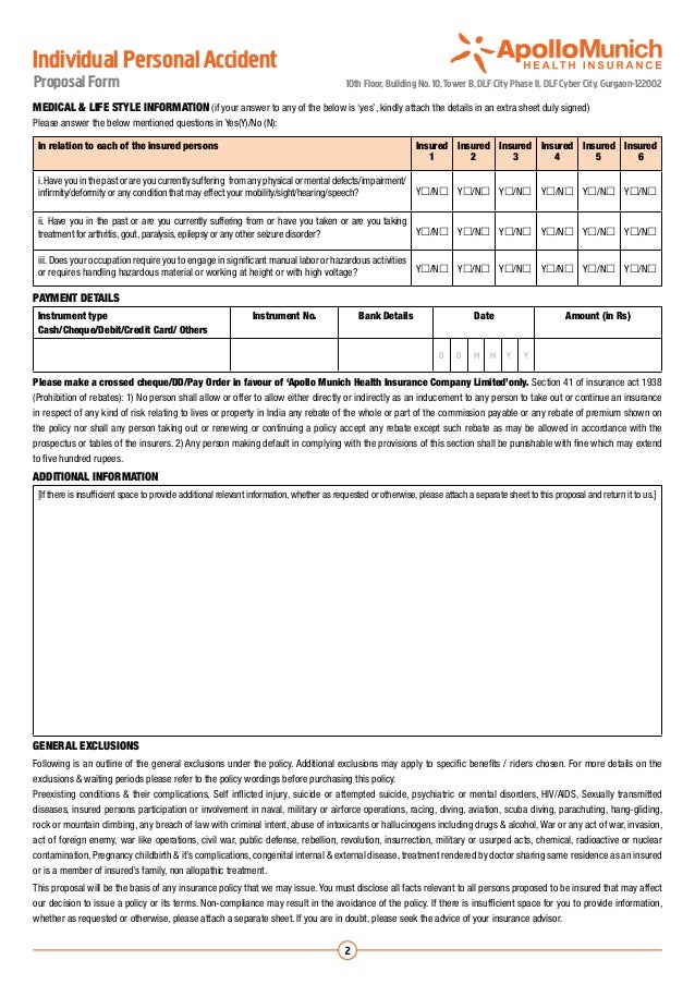 Apollo Munich Individual Personal Accident Insurance