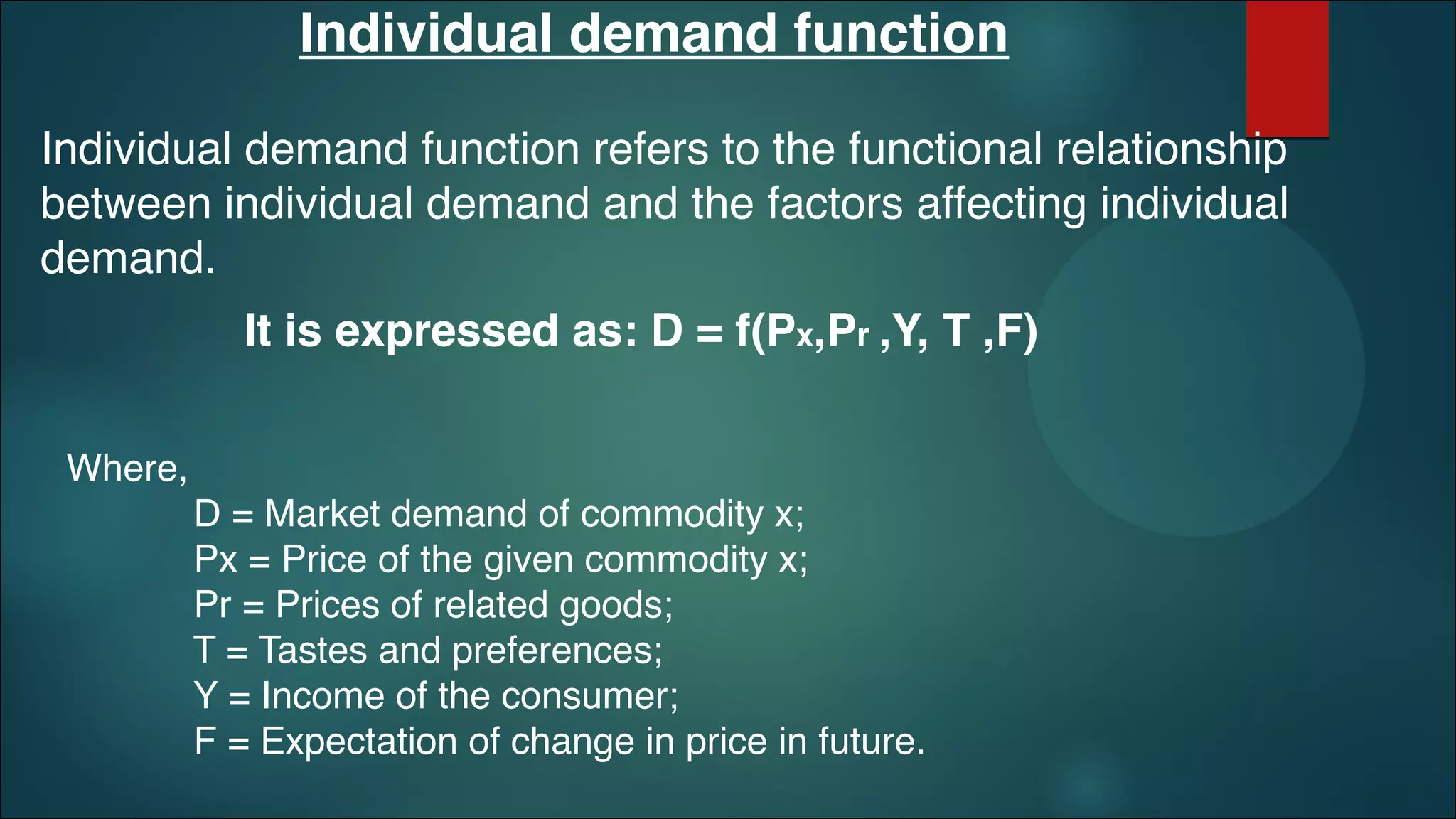 INDIVIDUAL and MARKET Demand Function | PPT
