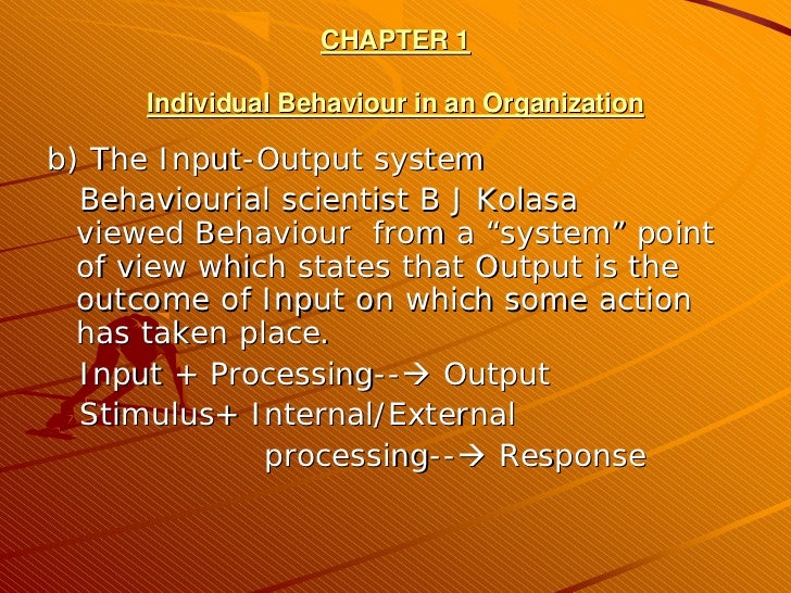 Overview on Individual Behavior