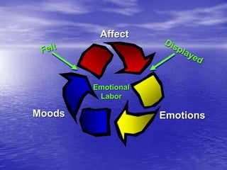 Affect
Emotional
Labor
Moods Emotions
 