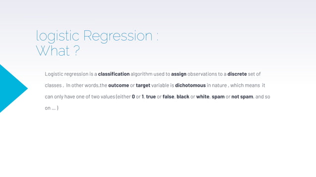 Logistic Regression : classification algorithm | PPT