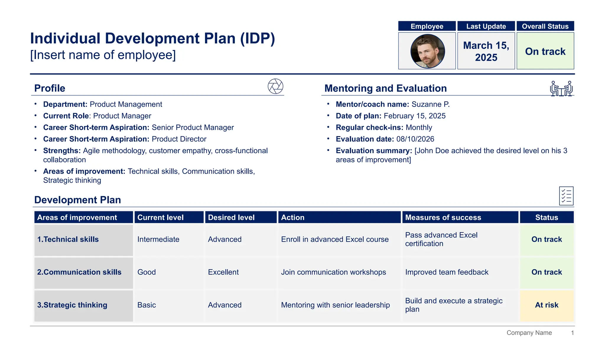 Individual Development Plan (IDP) Template PPTX