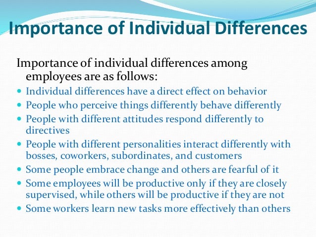 individual differences in the workplace The effects of individual differences and charismatic leadership on workplace aggression willie hepworth and annette towler university of colorado at denver. individual differences in the workplace The effects of individual differences and charismatic leadership on workplace aggression willie hepworth and annette towler university of colorado at denver.