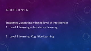 INDIVIDUAL DIFFERENCES - Theories Of Intelligence | PPTX