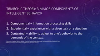 Triarchic Intelligence INDIVIDUAL DIFFERENCES - Theories Of Intelligence | PPTX
