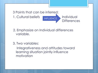 Integrativeness Individual differences and call ppt | PPTX