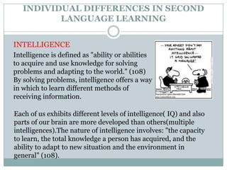 Individual differences in second language learning | PPTX