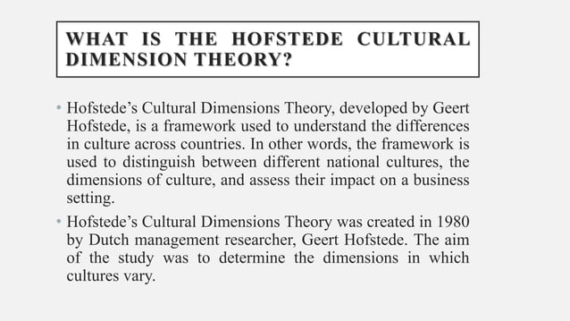 HOFSTEDE S CULTURAL DIMENSIONS THEORY visual data 7
