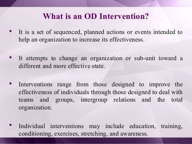 individual intervention organizational development organizational interventions