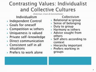 The framework, background, and surrounding circumstances in which communication or an event takes place.The background, the “field” of belief systems, world view, and perspectives people have been raised in.A set of “cultural lenses” though which one views the world and interprets communication—we can never “lose” completely the lenses we were raised with.3What is Cultural Context?From Edward T. Hall