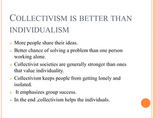 Individualist vs Collectivist Society