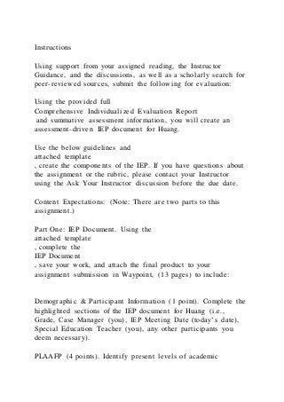 Individualized Education ProgramThroughout this course you h | PDF