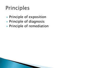  Principle of exposition
 Principle of diagnosis
 Principle of remediation
 