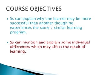 Individual learner differences and l2 acquisition | PPTX