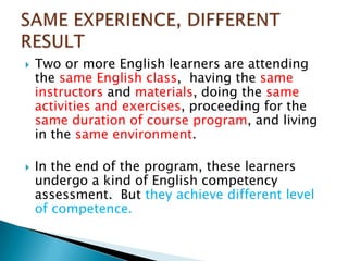 Individual learner differences and l2 acquisition | PPTX