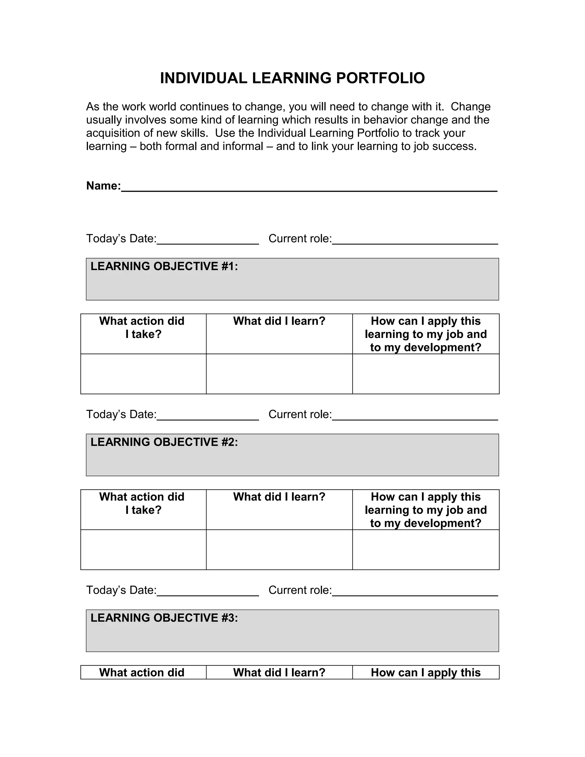 Individual Learning Portfolio