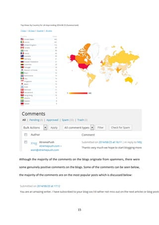 15 
Although the majority of the comments on the blogs originate from spammers, there were some genuinely positive comments on the blogs. Some of the comments can be seen below, the majority of the comments are on the most popular posts which is discussed below: 
 