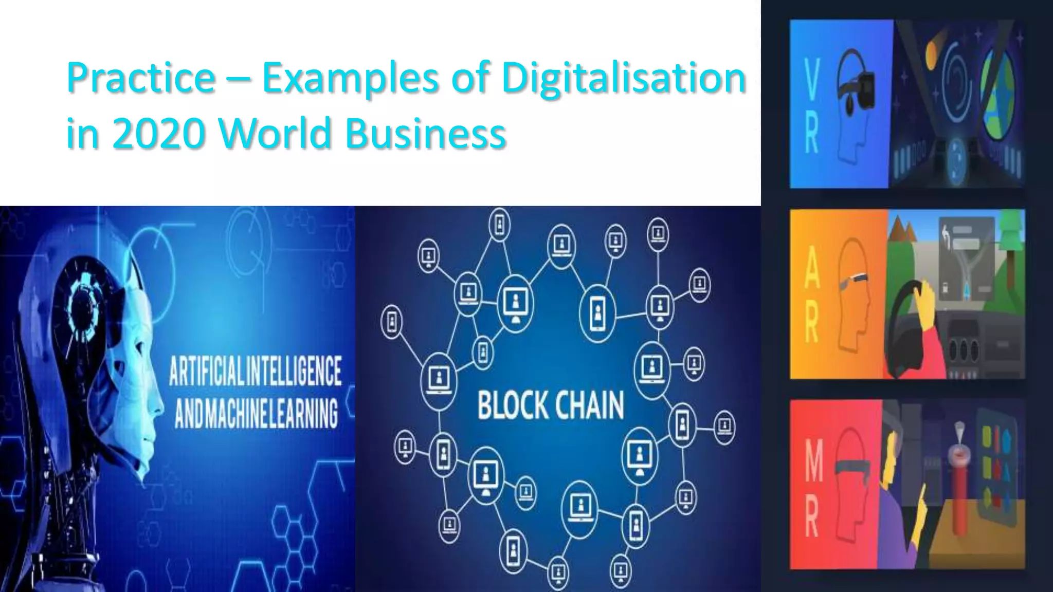 Practice – Examples of Digitalisation
in 2020 World Business
 