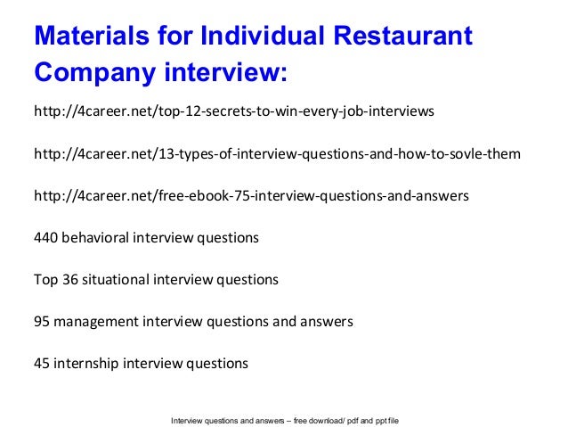 restaurant job interview questions