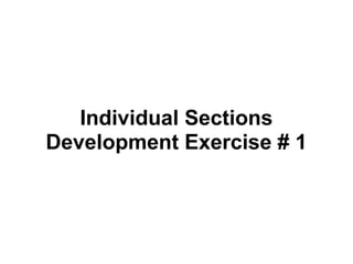 Individual Sections
Development Exercise # 1
 
