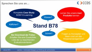 16
Lernen Sie unsere Produkte kennen…
Januar 2015 Learntec | Individuelle Strategien zur Erhöhung der Lernmotivation
 