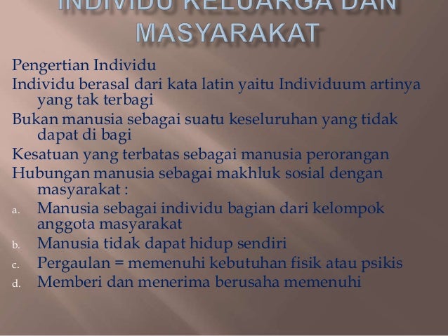 Individu Keluarga Dan Masyarakat Isbd